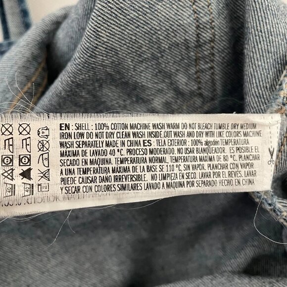 Y2K Forever 21 Womens Blue Distressed Grunge Denim Overall Size L - Picture 8 of 13